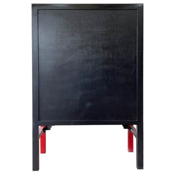 ARMARIO MADERA ROJO PINTADO A MANO 100X40X150CM - Imagen 4
