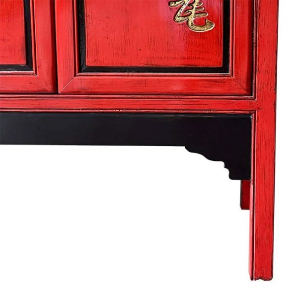 ARMARIO MADERA ROJO PINTADO A MANO 100X40X150CM - Imagen 5