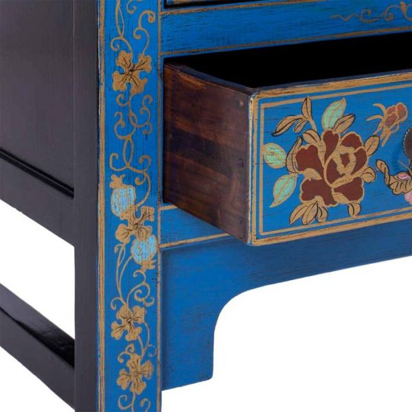 ARMARIO MADERA AZUL PINTADO A MANO 80X38.5X174.5CM - Imagen 6
