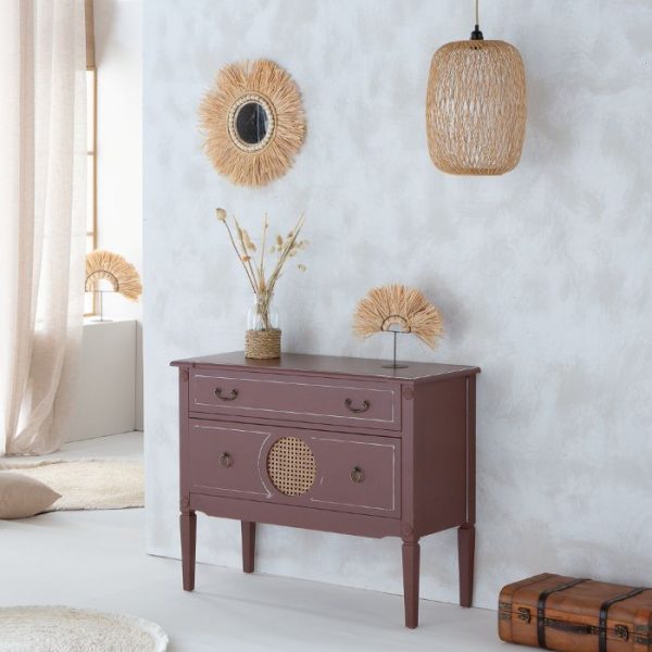 COMODA MADERA RATAN MARRÓN 88X38X72CM