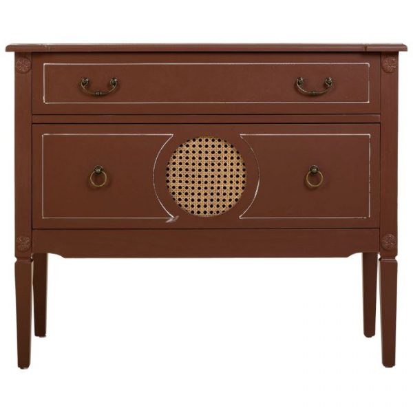 COMODA MADERA RATAN MARRÓN 88X38X72CM - Imagen 4