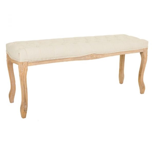BANQUETA DE MADERA TAPIZADA COLOR CREMA 110X36X47CM