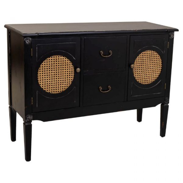 APARADOR MADERA RATAN NEGRO 106X40X78CM - Imagen 2