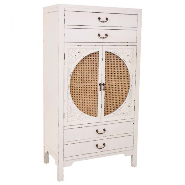 AMARIO MADERA RATAN BLANCO 70X40X135CM - Imagen 2