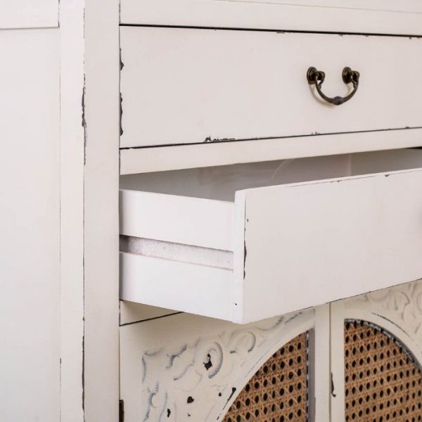 AMARIO MADERA RATAN BLANCO 70X40X135CM - Imagen 5