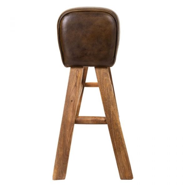 BANQUETA DE MADERA Y PIEL MARRÓN120X35X76CM - Imagen 3