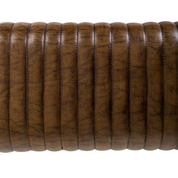 BANQUETA DE MADERA Y PIEL MARRÓN120X35X76CM - Imagen 5