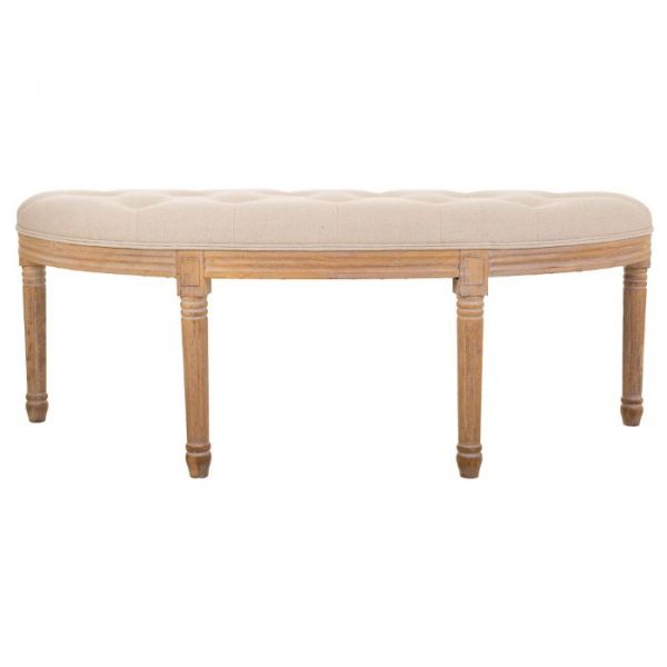 BANQUETA DE MADERA COLOR CREMA 125X45X48CM - Imagen 2