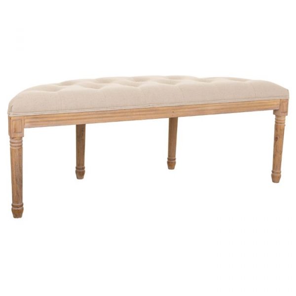 BANQUETA DE MADERA COLOR CREMA 125X45X48CM - Imagen 4