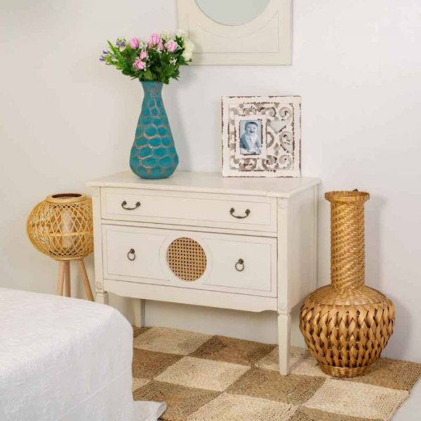 CÓMODA MADERA BLANCA 88X38X72CM