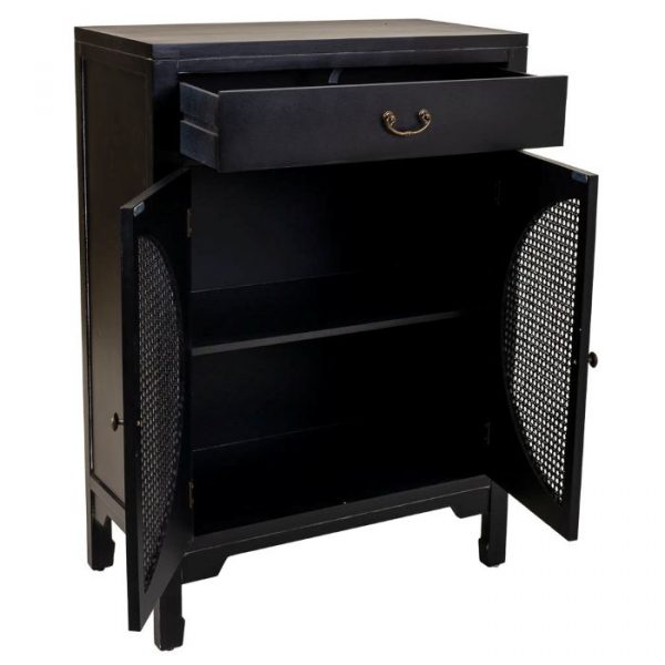 RECIBIDOR MADERA RATAN NEGRO 70X36X100CM - Imagen 3