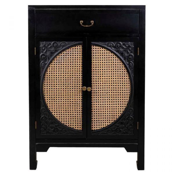 RECIBIDOR MADERA RATAN NEGRO 70X36X100CM - Imagen 4