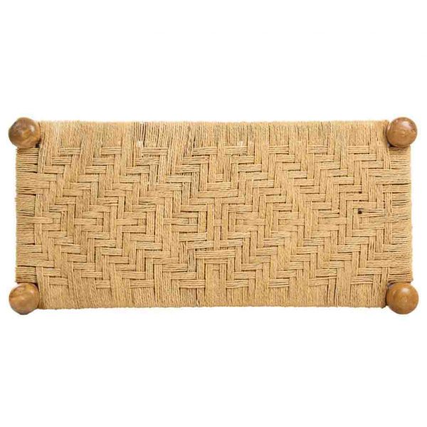 BANQUETA DE MADERA Y CUERDA MARRÓN 90X44X35CM - Imagen 2
