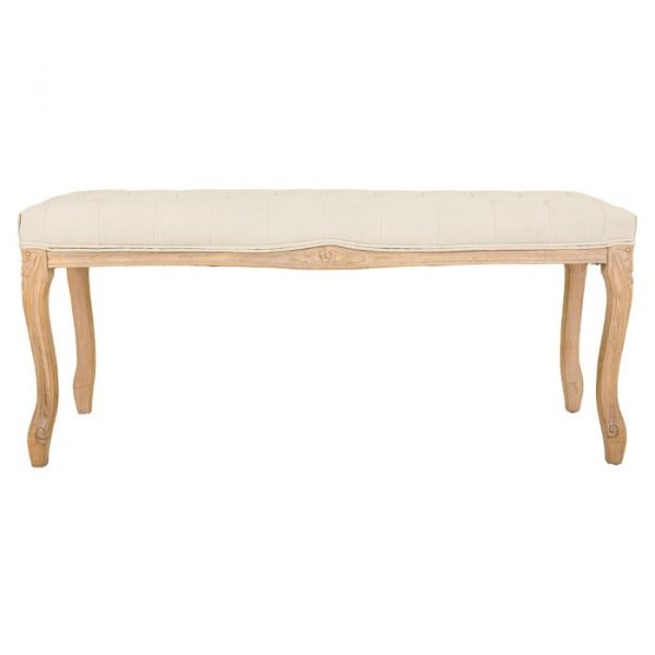 BANQUETA DE MADERA TAPIZADA COLOR CREMA 110X36X47CM - Imagen 2