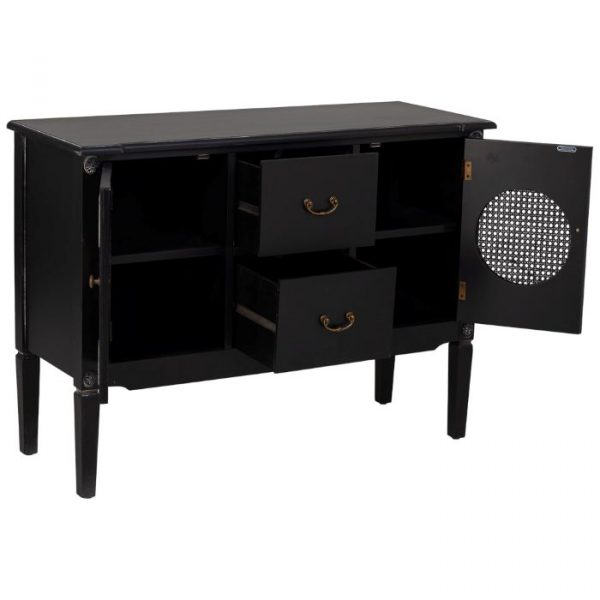 APARADOR MADERA RATAN NEGRO 106X40X78CM - Imagen 3
