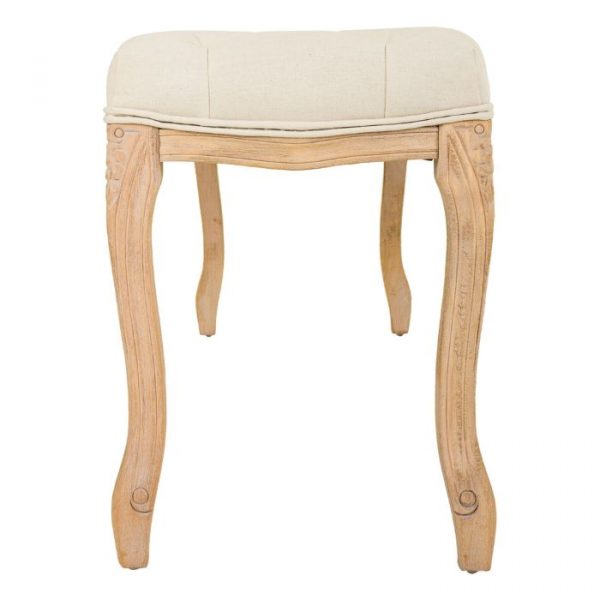 BANQUETA DE MADERA TAPIZADA COLOR CREMA 110X36X47CM - Imagen 3