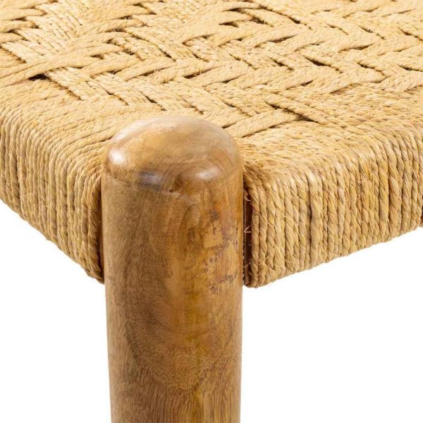 BANQUETA DE MADERA Y CUERDA MARRÓN 90X44X35CM - Imagen 3