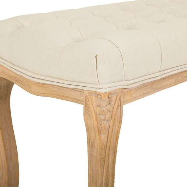 BANQUETA DE MADERA TAPIZADA COLOR CREMA 110X36X47CM - Imagen 5