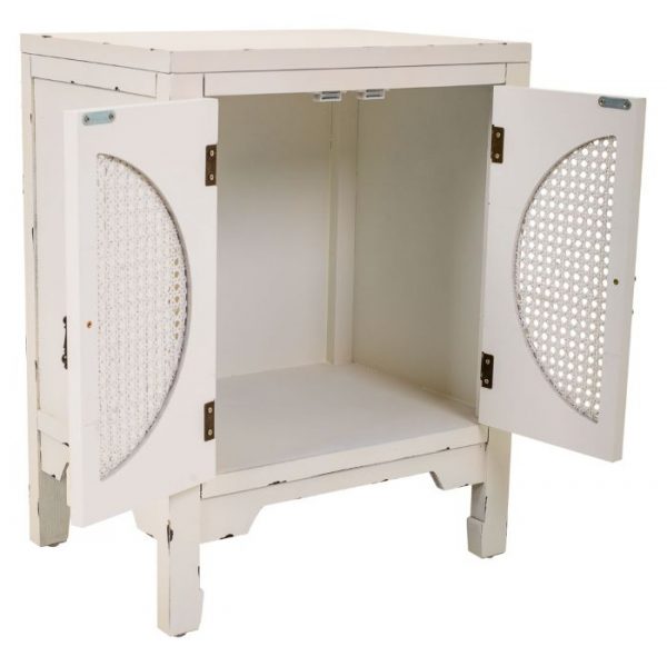 MESITA DE NOCHE 50X36X65 MADERA BLANCO RATAN NATURAL - Imagen 3