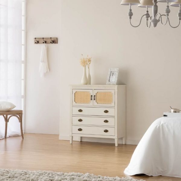 COMODA MADERA 2 PUERTAS 3 CAJONES 82X36X90CM