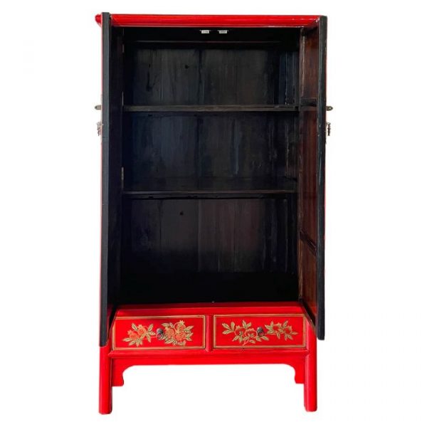 ARMARIO MADERA PINTADO A MANO ROJO 100X57X183CM - Imagen 3