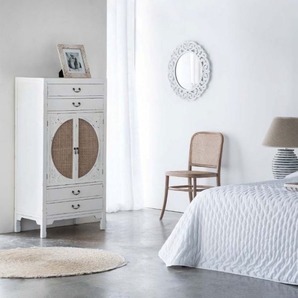 AMARIO MADERA RATAN BLANCO 70X40X135CM