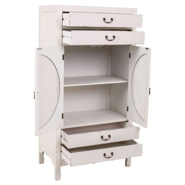 AMARIO MADERA RATAN BLANCO 70X40X135CM - Imagen 3