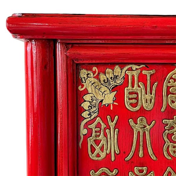 ARMARIO MADERA PINTADO A MANO ROJO 100X57X183CM - Imagen 5