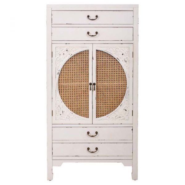 AMARIO MADERA RATAN BLANCO 70X40X135CM - Imagen 4