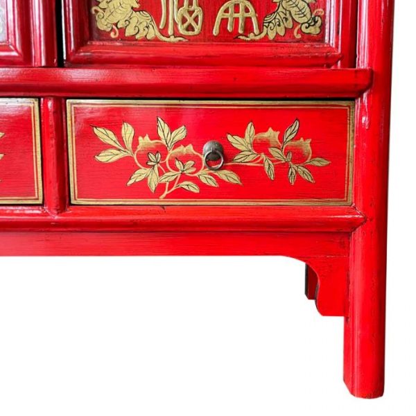 ARMARIO MADERA PINTADO A MANO ROJO 100X57X183CM - Imagen 6