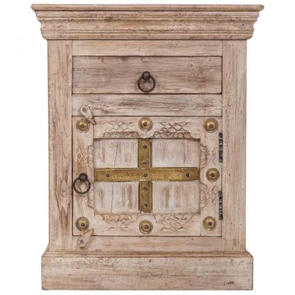 MESITA MADERA ARTESANAL BEIGE 53X45X66CM - Imagen 2