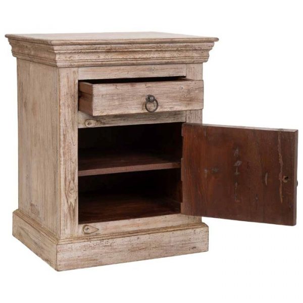 MESITA MADERA ARTESANAL BEIGE 53X45X66CM - Imagen 4