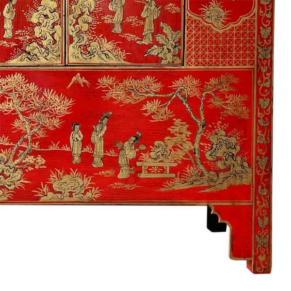 ARMARIO MADERA PINTADO A MANO ROJO 100X45X175CM - Imagen 6