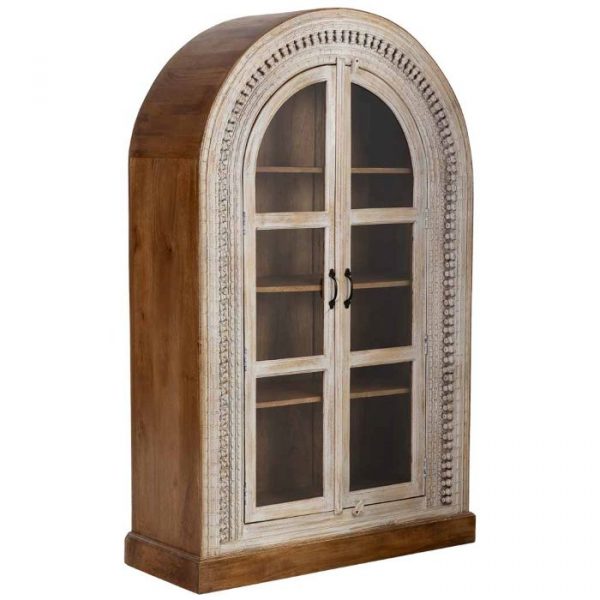 VITRINA MADERA ARTESANAL BLANCA 112X41X181CM