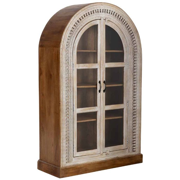 VITRINA MADERA ARTESANAL BLANCA 112X41X181CM