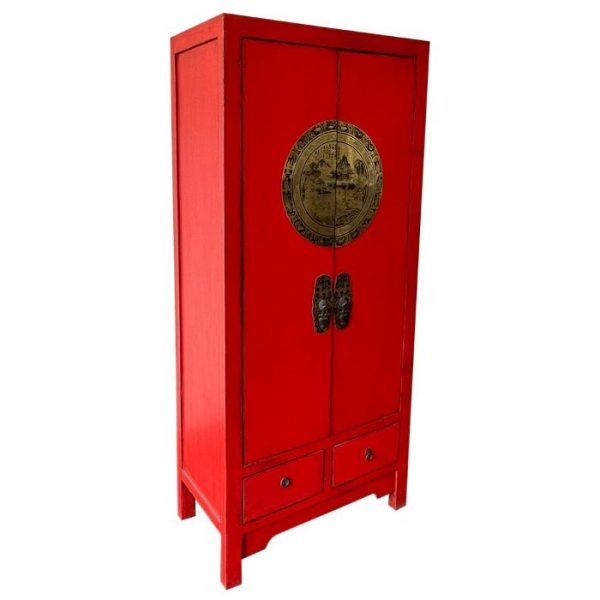 ARMARIO DE MADERA ROJO 81X41X180CM - Imagen 2