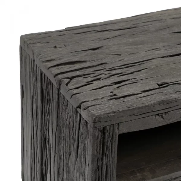 MUEBLE TV NEGRO MADERA / ACERO SALÓN 160 X 40 X 59 CM - Imagen 5