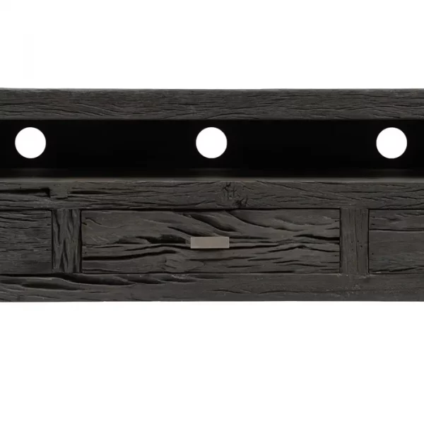 MUEBLE TV NEGRO MADERA / ACERO SALÓN 160 X 40 X 59 CM - Imagen 6