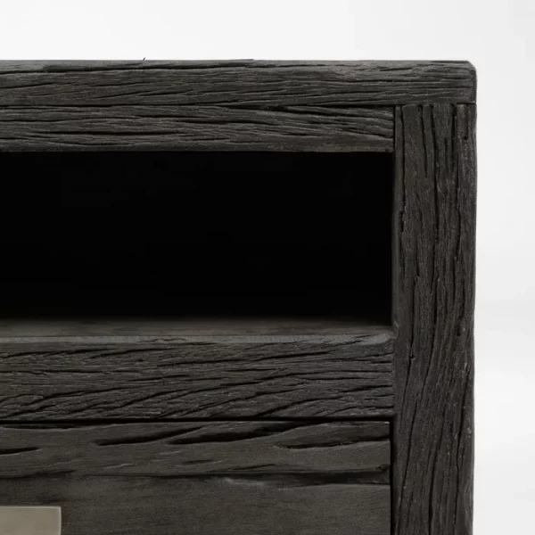 MUEBLE TV NEGRO MADERA / ACERO SALÓN 160 X 40 X 59 CM - Imagen 8