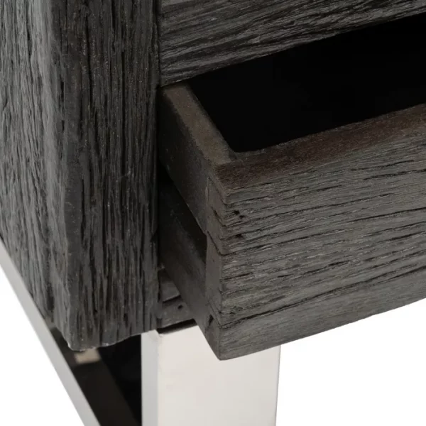 MUEBLE TV NEGRO MADERA / ACERO SALÓN 160 X 40 X 59 CM - Imagen 9
