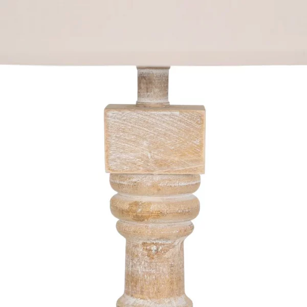 LÁMPARA MESA NATURAL MADERA / TEJIDO 40 X 40 X 82,50 CM - Imagen 4