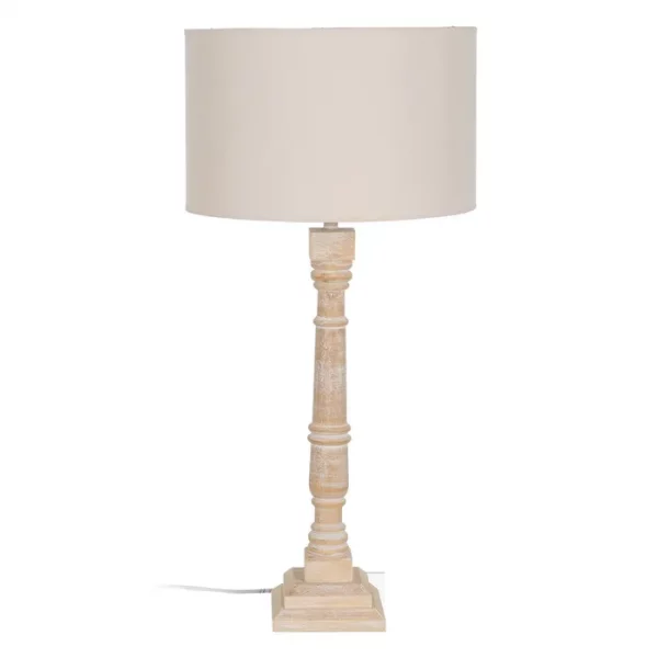 LÁMPARA MESA NATURAL MADERA / TEJIDO 40 X 40 X 82,50 CM