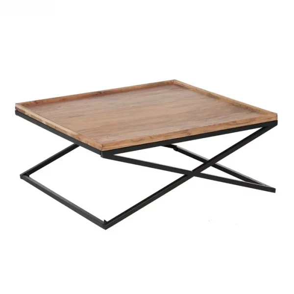 MESA CENTRO NATURAL MADERA DE MANGO 85 X 85 X 39 CM - Imagen 4