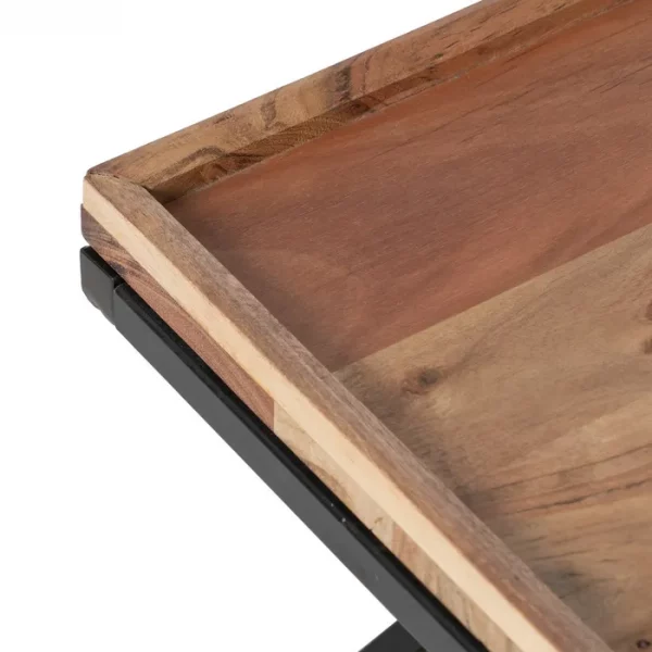 MESA CENTRO NATURAL MADERA DE MANGO 85 X 85 X 39 CM - Imagen 5