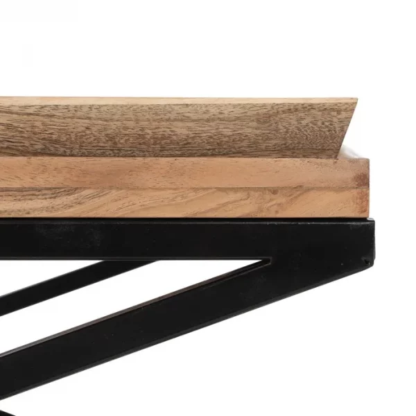 MESA CENTRO NATURAL MADERA DE MANGO 85 X 85 X 39 CM - Imagen 6