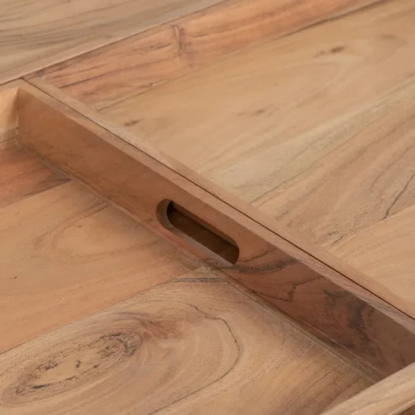 MESA CENTRO NATURAL MADERA DE MANGO 85 X 85 X 39 CM - Imagen 8