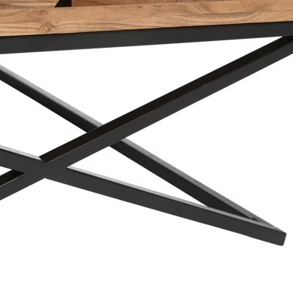 MESA CENTRO NATURAL MADERA DE MANGO 85 X 85 X 39 CM - Imagen 9
