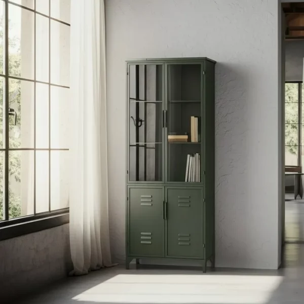 VITRINA VERDE MENTA METAL-CRISTAL 72 X 35 X 178 CM