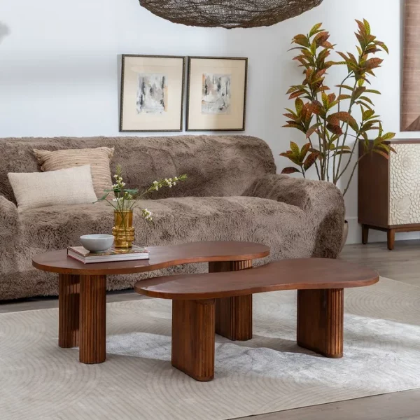 S/2 MESA CENTRO MADERA DE MANGO SALÓN 110 X 60 X 40 CM