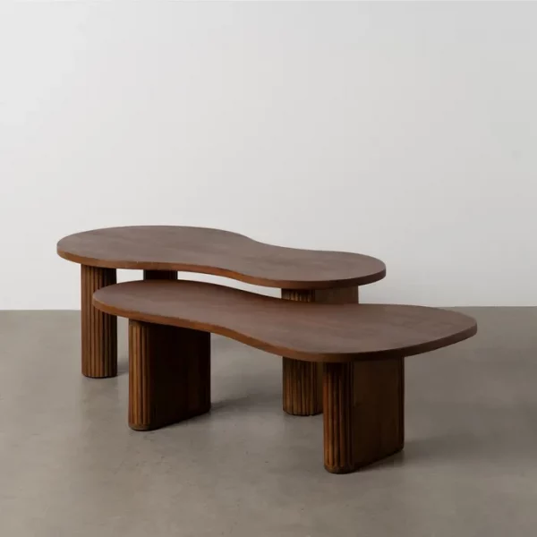 S/2 MESA CENTRO MADERA DE MANGO SALÓN 110 X 60 X 40 CM - Imagen 2